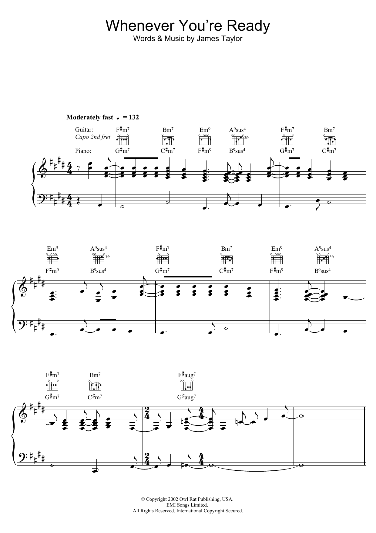 Download James Taylor Whenever You're Ready Sheet Music