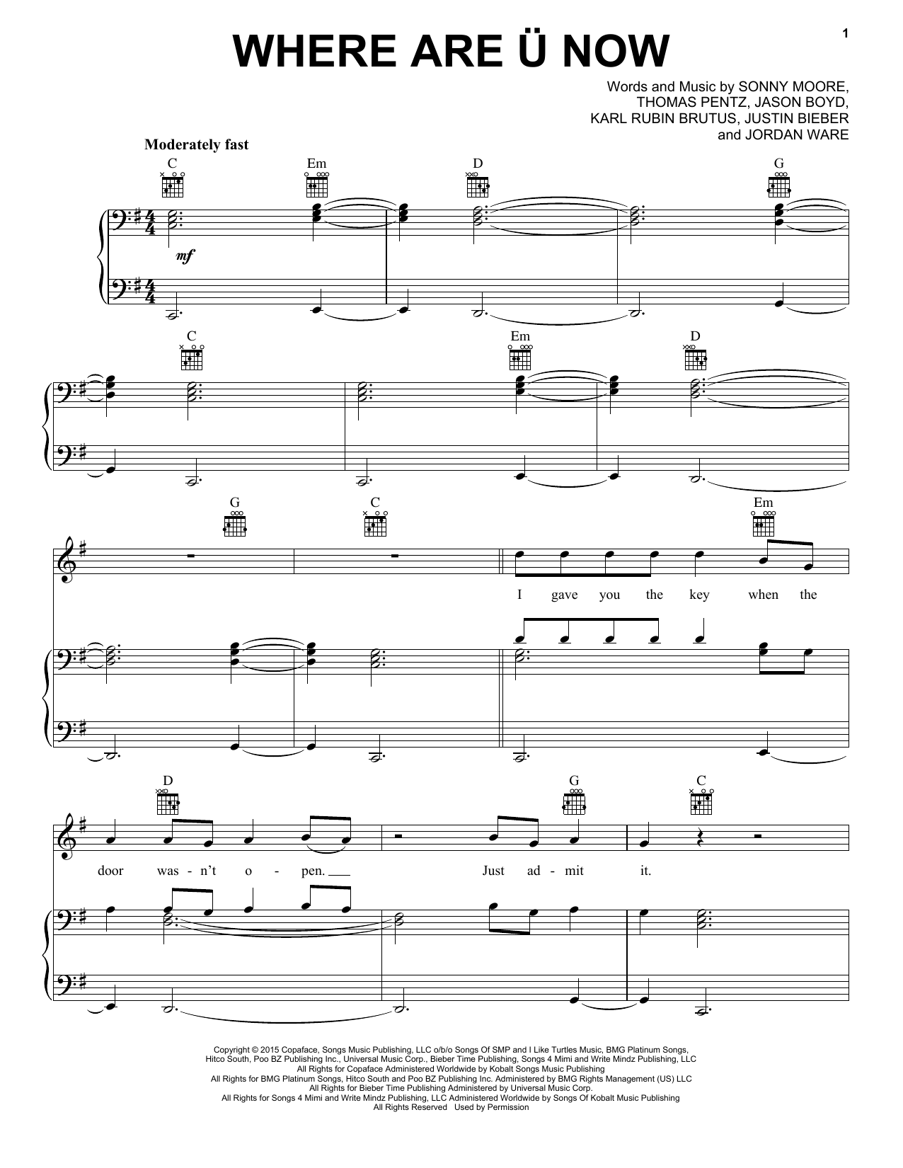 Download Skrillex & Diplo With Justin Bieber Where Are U Now Sheet Music