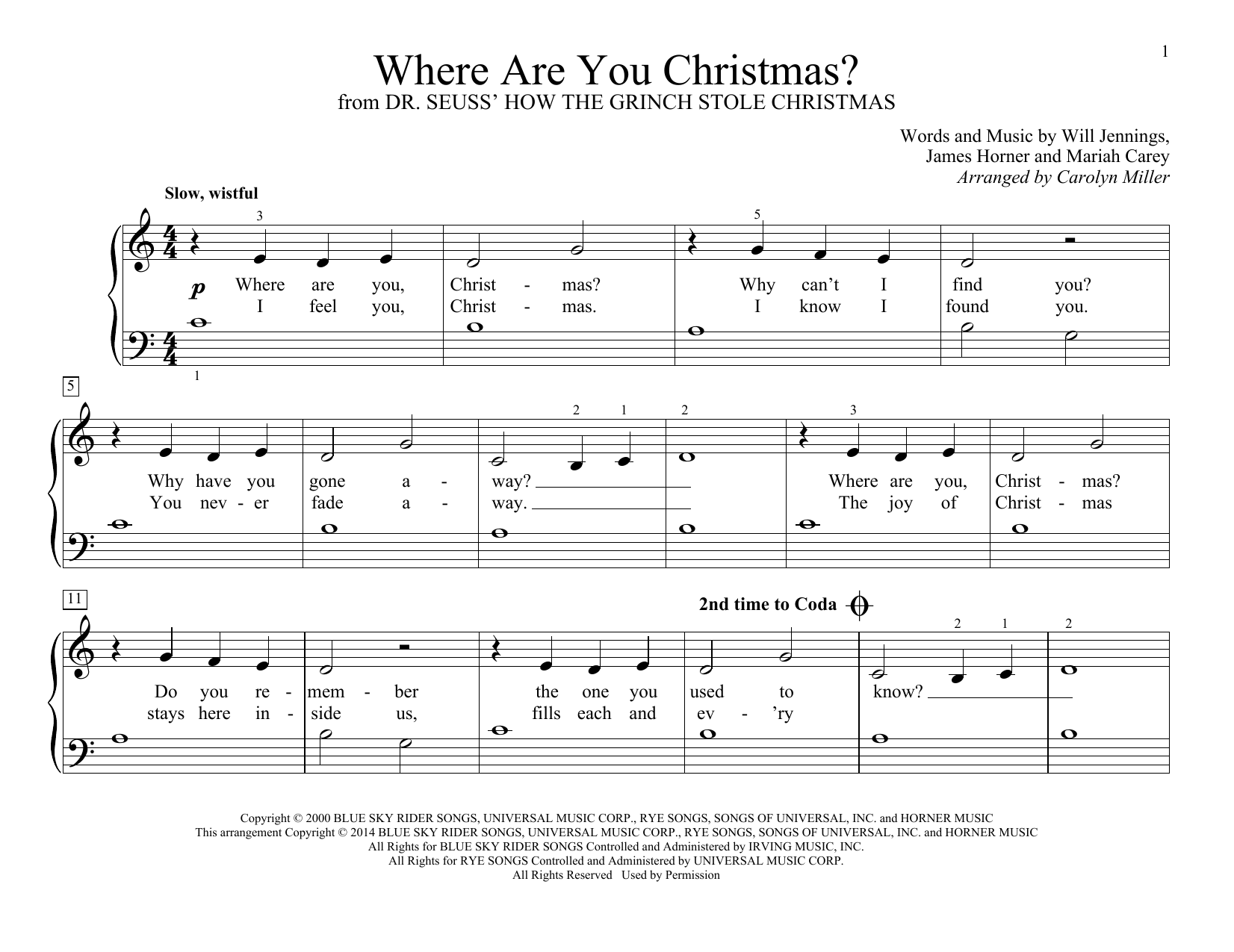 Download Faith Hill Where Are You Christmas? (arr. Carolyn Sheet Music