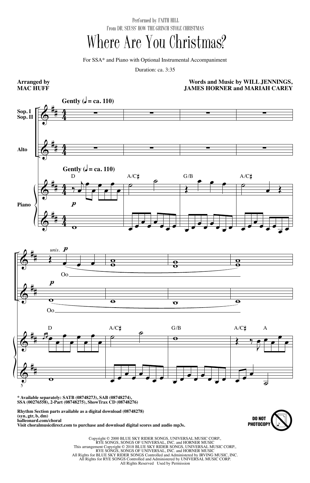Download Faith Hill Where Are You Christmas? (arr. Mac Huff Sheet Music