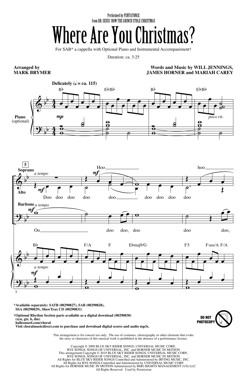 Download Pentatonix Where Are You Christmas? (from How The Sheet Music