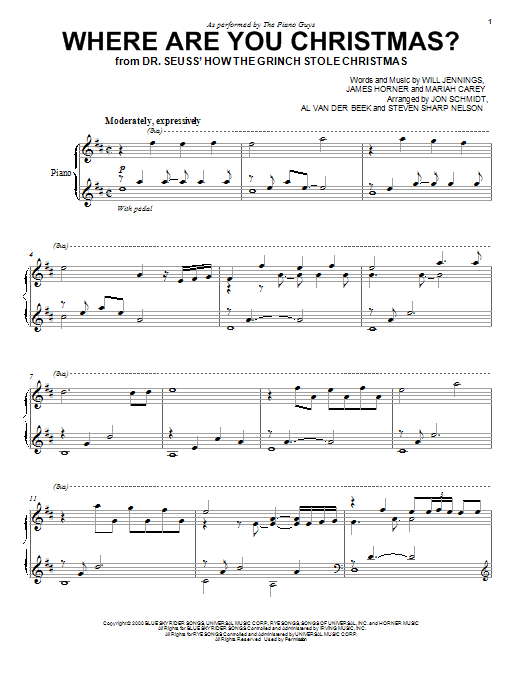 Download The Piano Guys Where Are You Christmas? (from How The Sheet Music