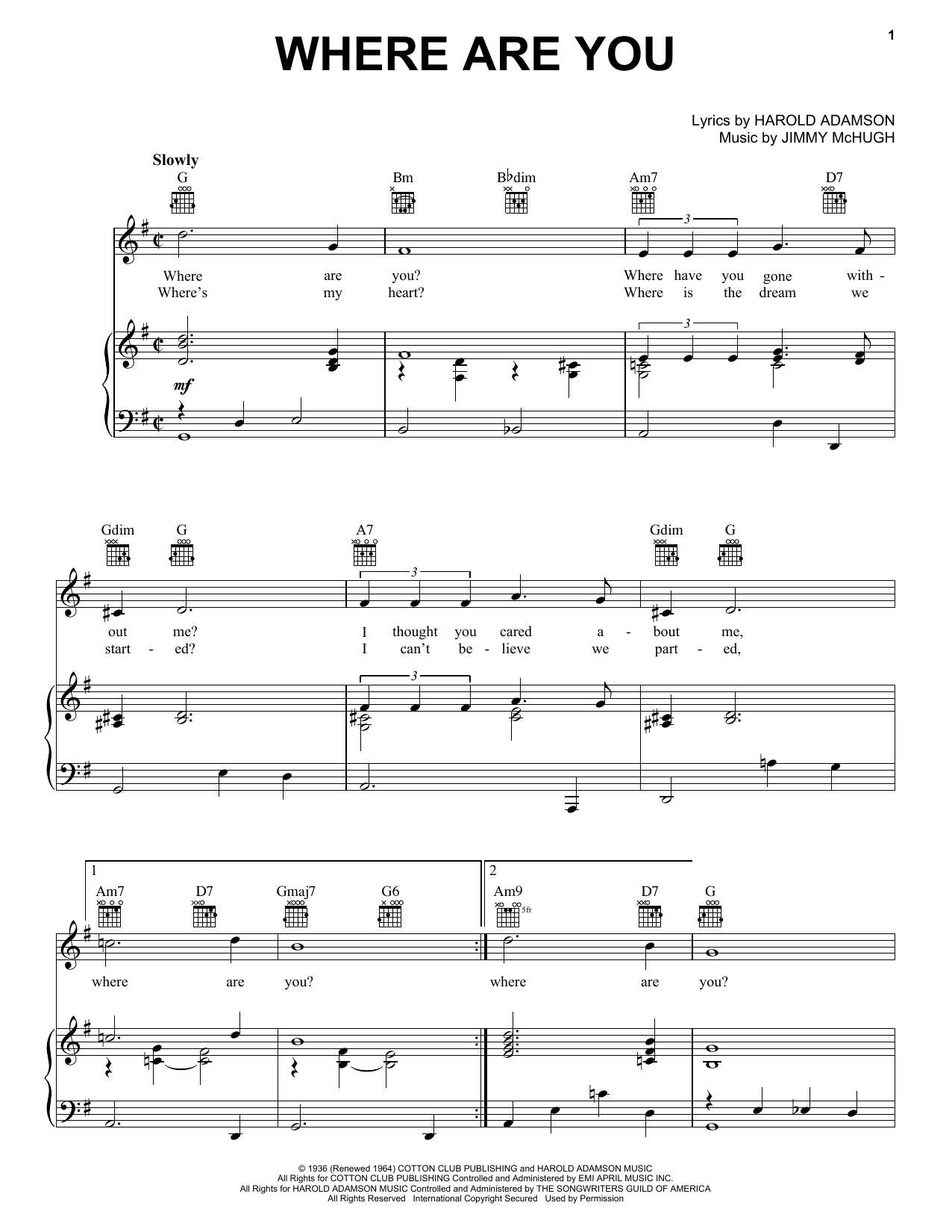 Download Frank Sinatra Where Are You Sheet Music