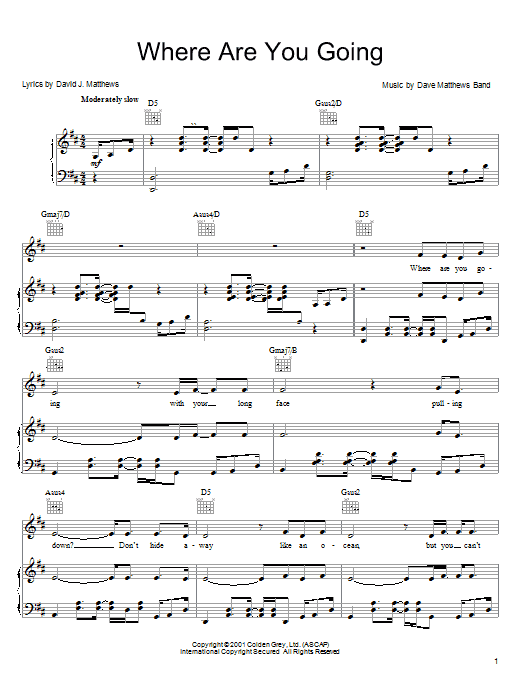 Download Dave Matthews Band Where Are You Going Sheet Music