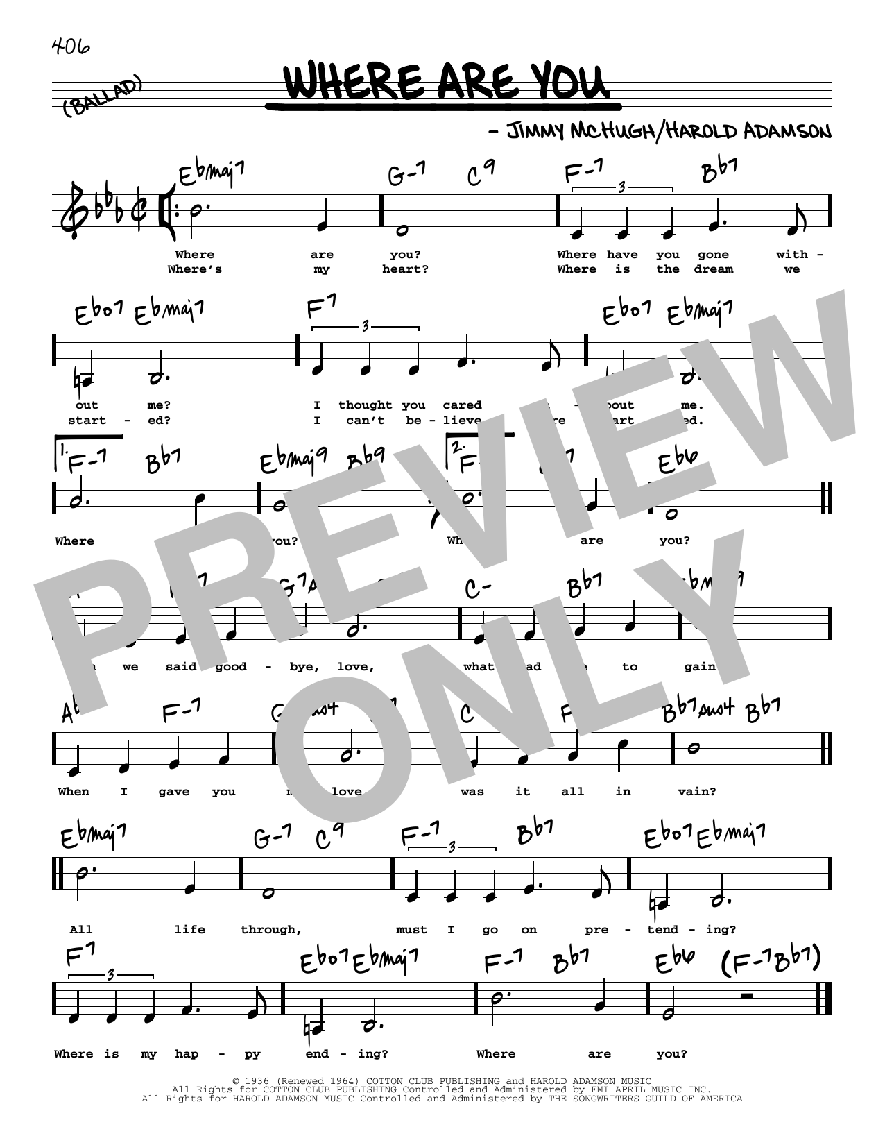 Frank Sinatra Where Are You (Low Voice) sheet music notes printable PDF score