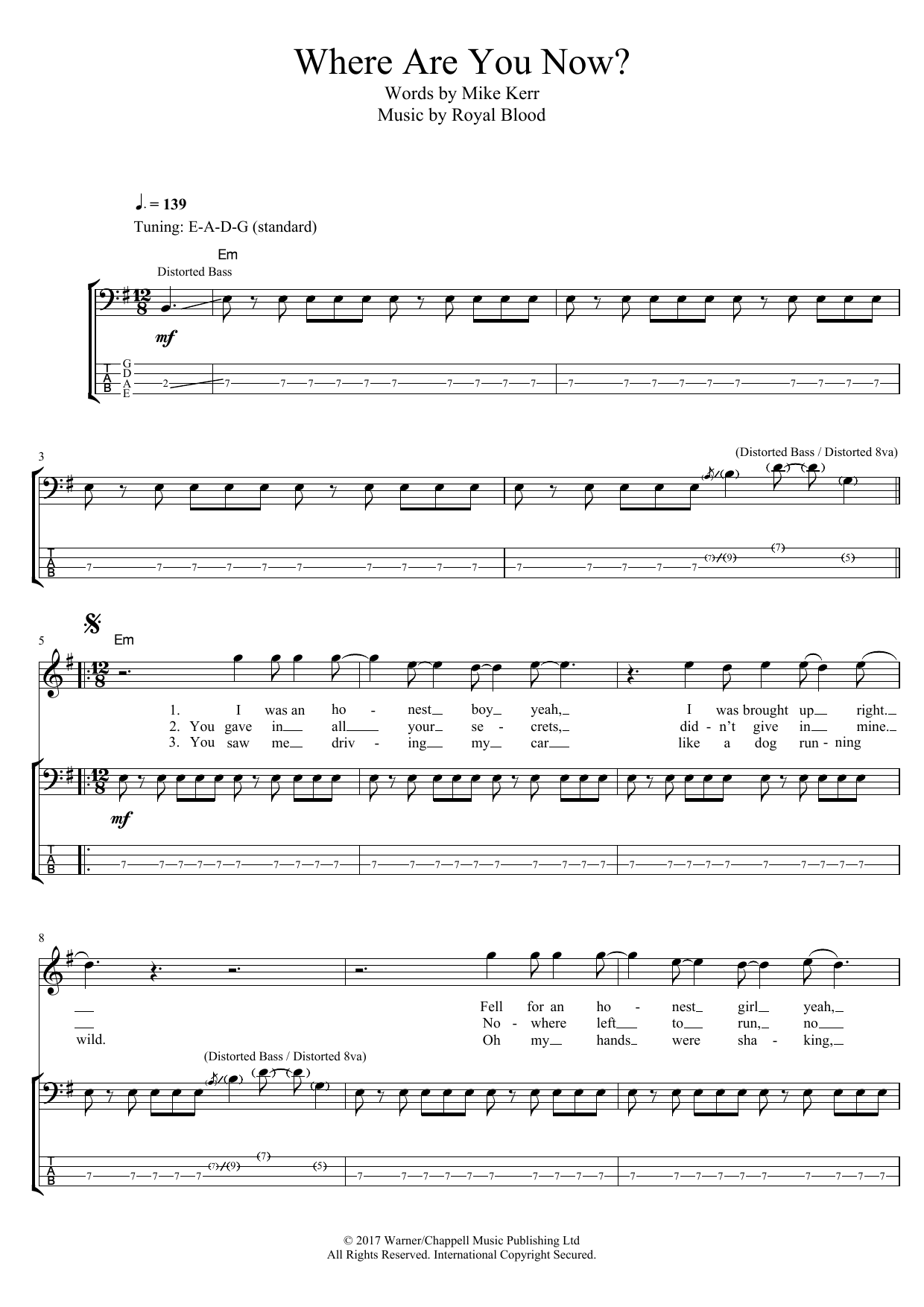 Download Royal Blood Where Are You Now? Sheet Music
