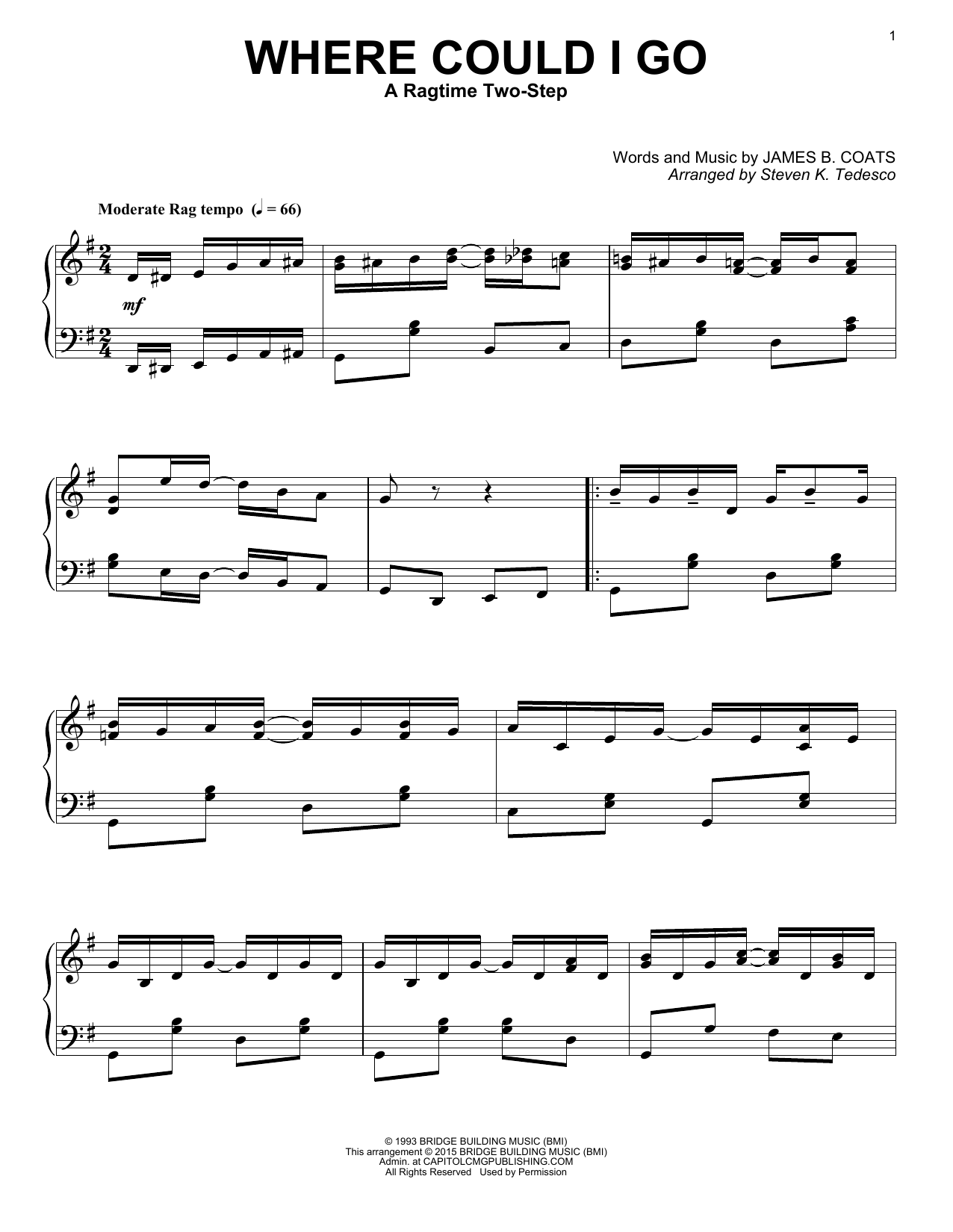 Download Steven K. Tedesco Where Could I Go [Ragtime version] Sheet Music