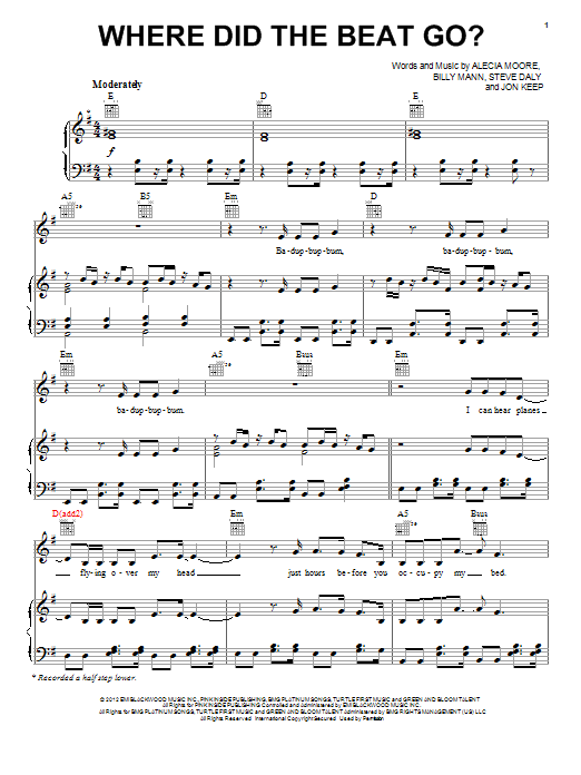 Download Pink Where Did The Beat Go? Sheet Music