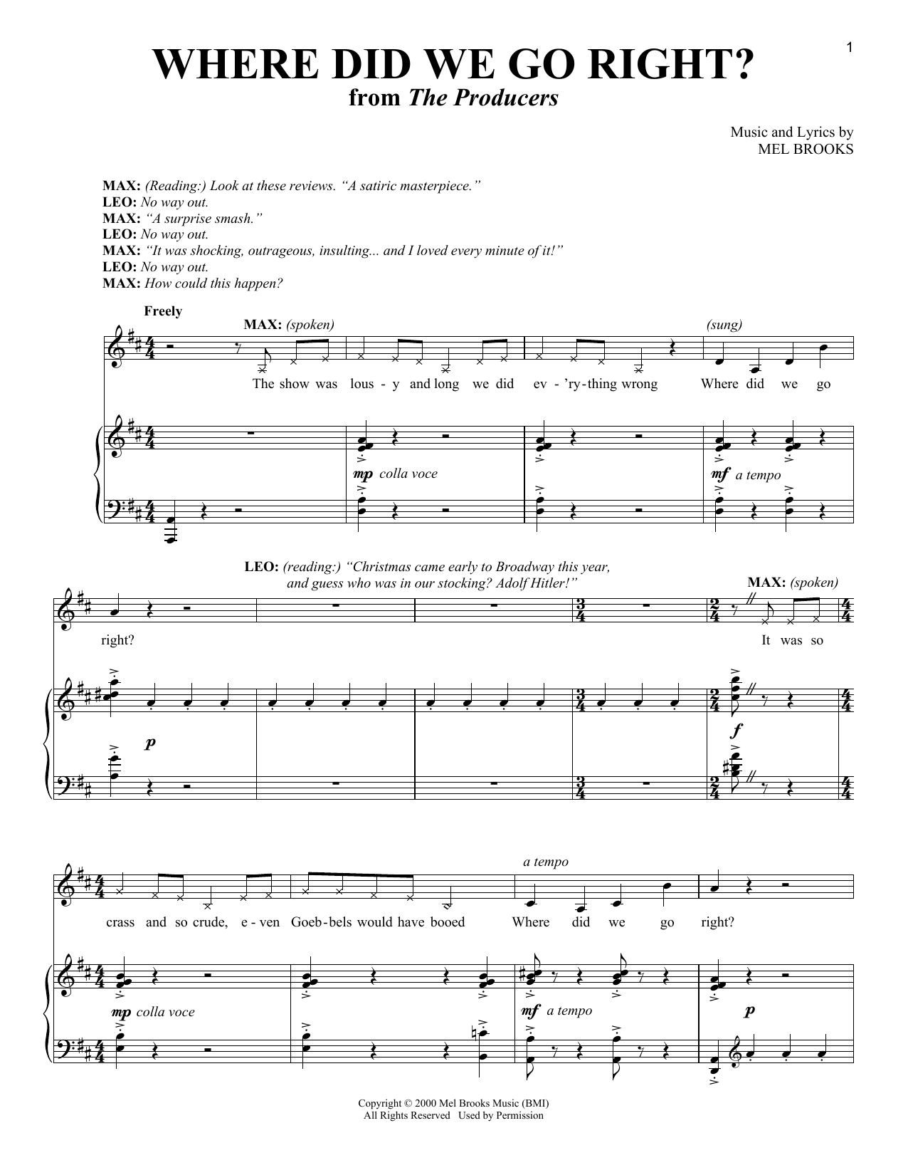 Download Mel Brooks Where Did We Go Right? Sheet Music
