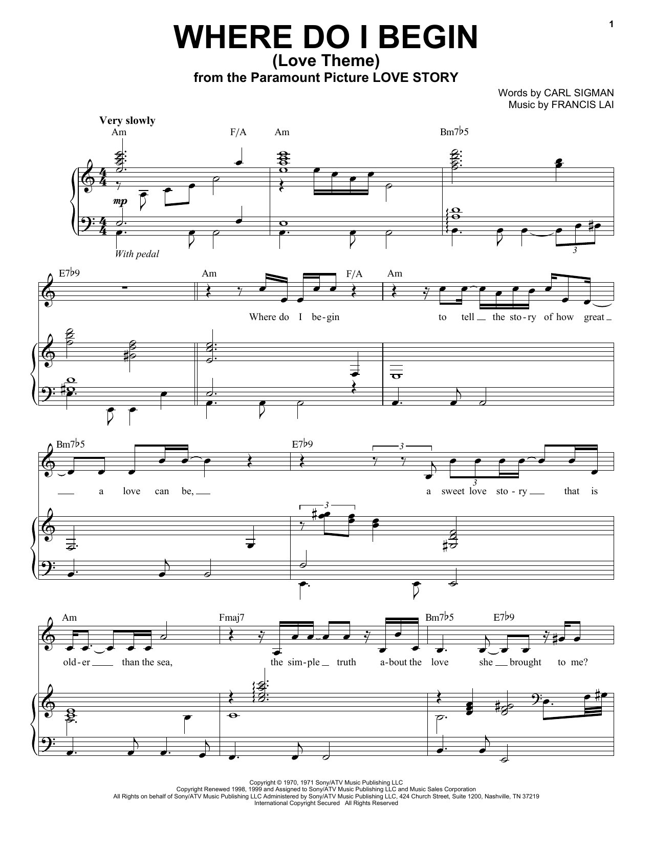 Download Tony Bennett Where Do I Begin (Love Theme) Sheet Music
