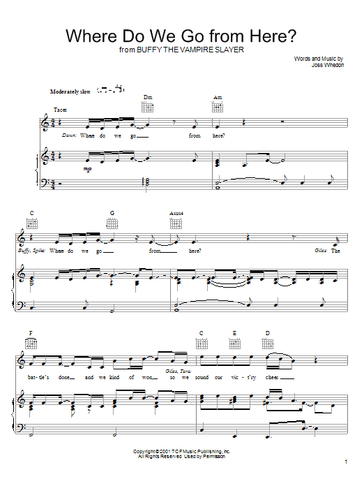 Download Joss Whedon Where Do We Go From Here? (from Buffy T Sheet Music