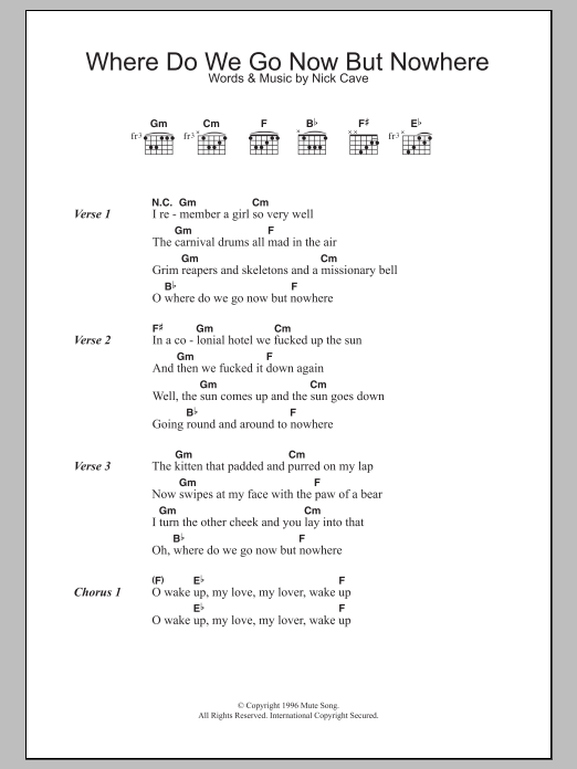 Download Nick Cave & The Bad Seeds Where Do We Go Now But Nowhere Sheet Music