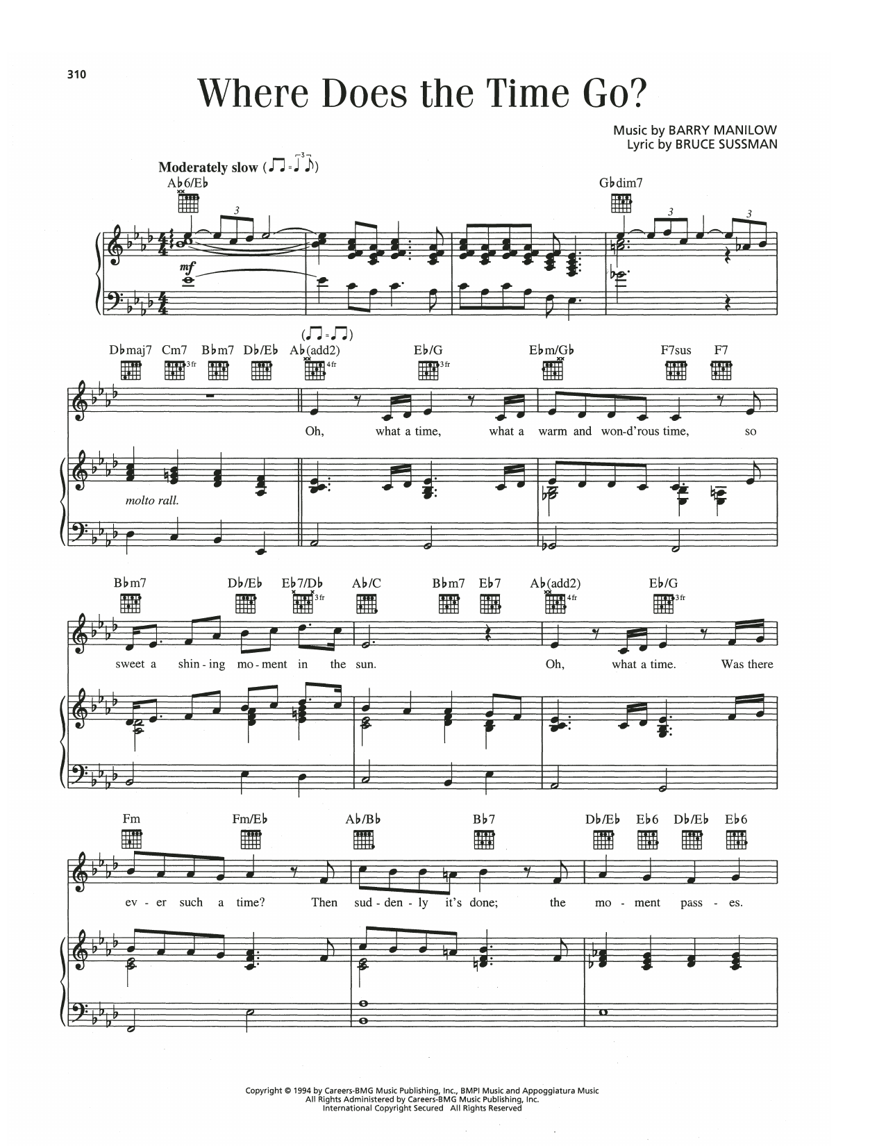 Download Barry Manilow Where Does The Time Go? Sheet Music
