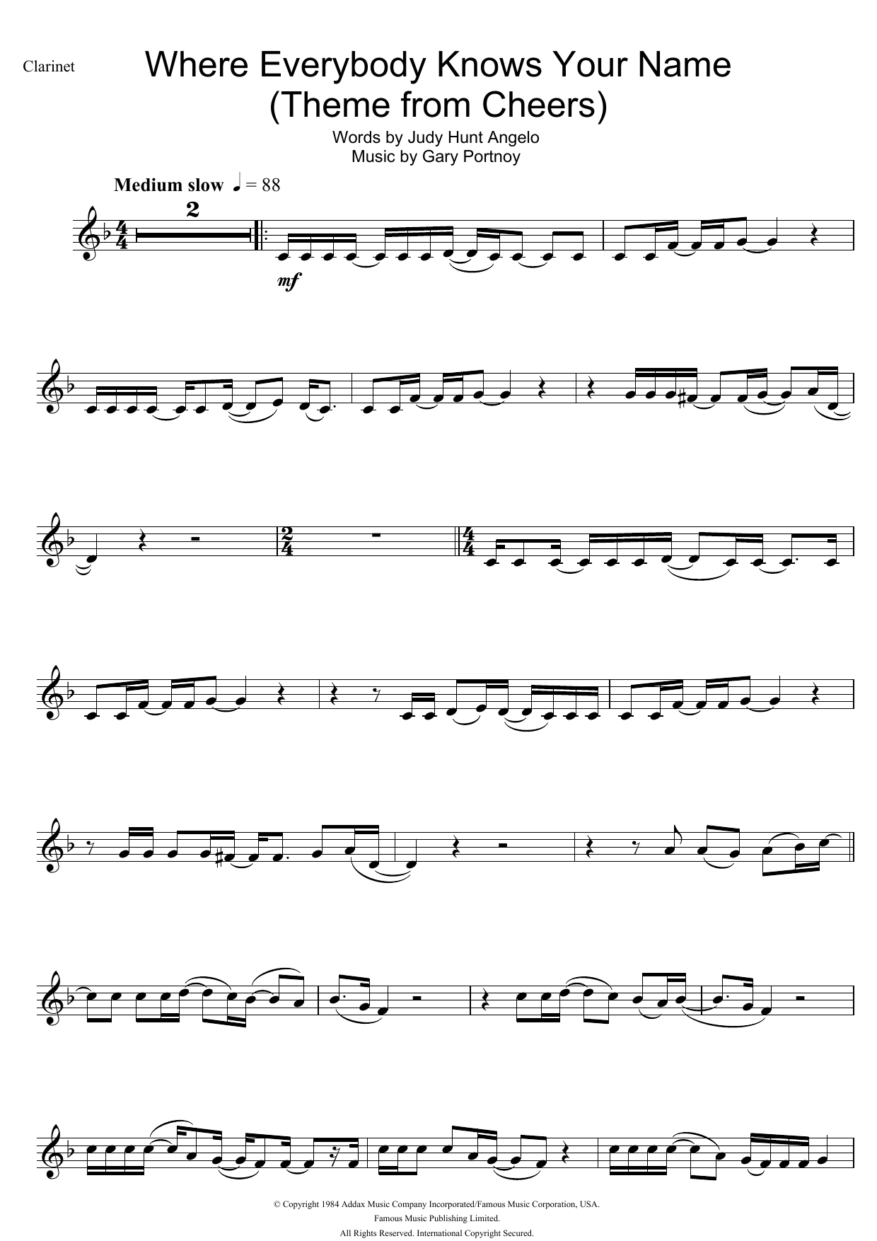 Download Gary Portnoy Where Everybody Knows Your Name (Theme Sheet Music