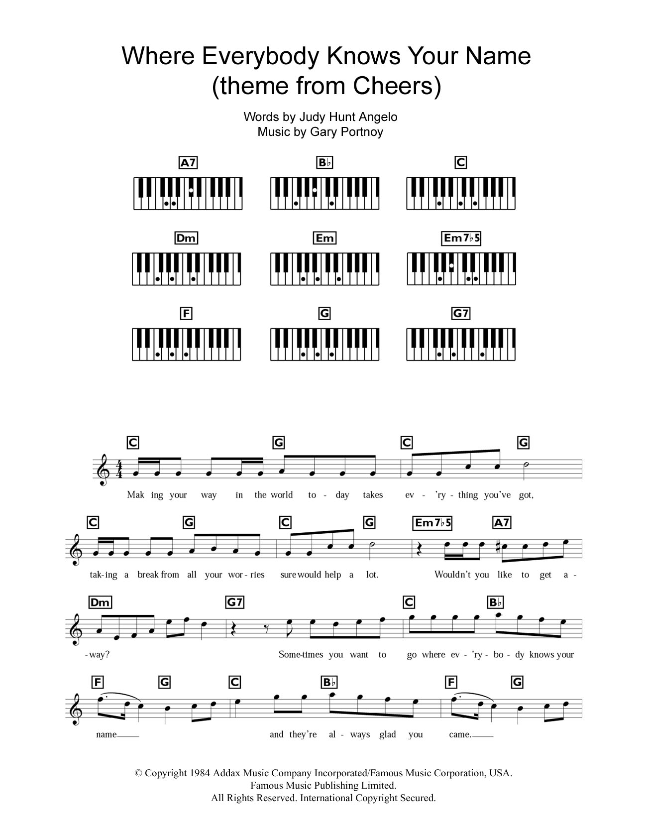 Download Gary Portnoy Where Everybody Knows Your Name (Theme Sheet Music
