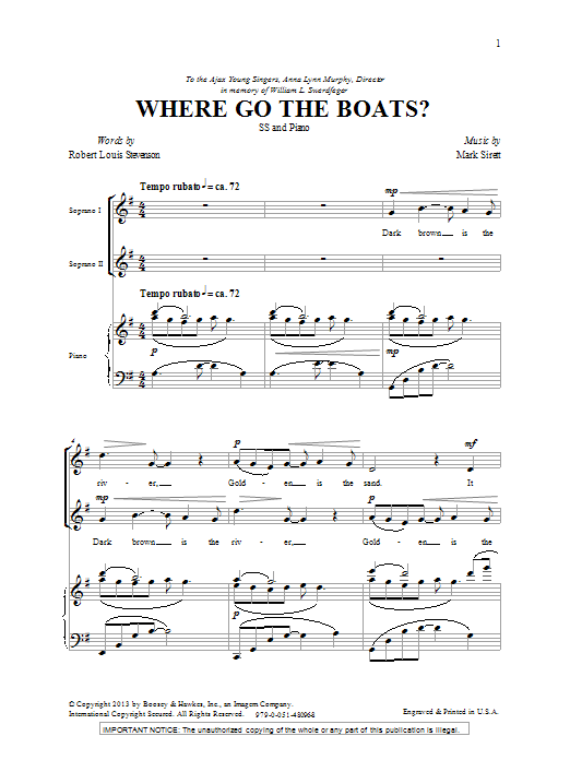 Download Mark Sirett Where Go The Boats Sheet Music