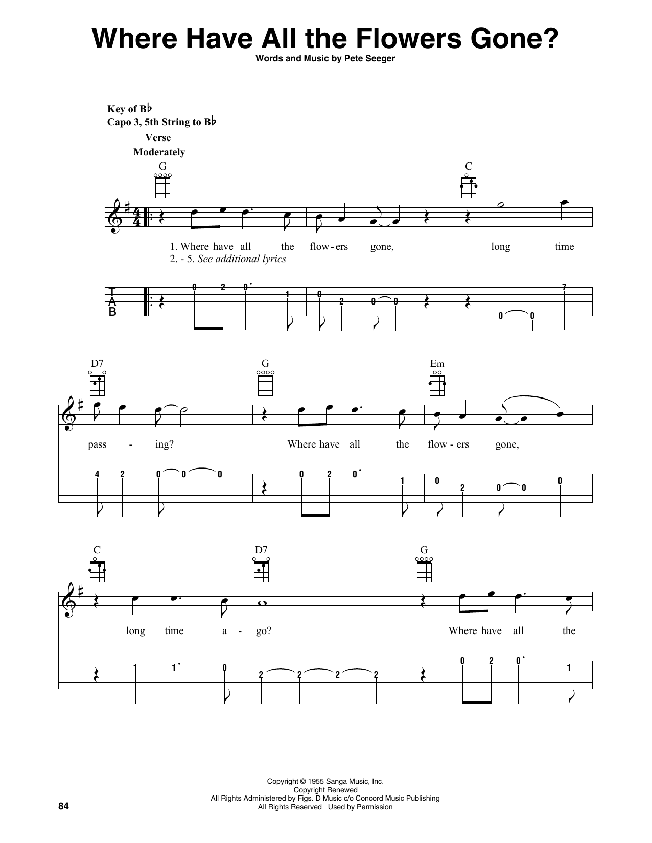 Download Pete Seeger Where Have All The Flowers Gone? (arr. Sheet Music