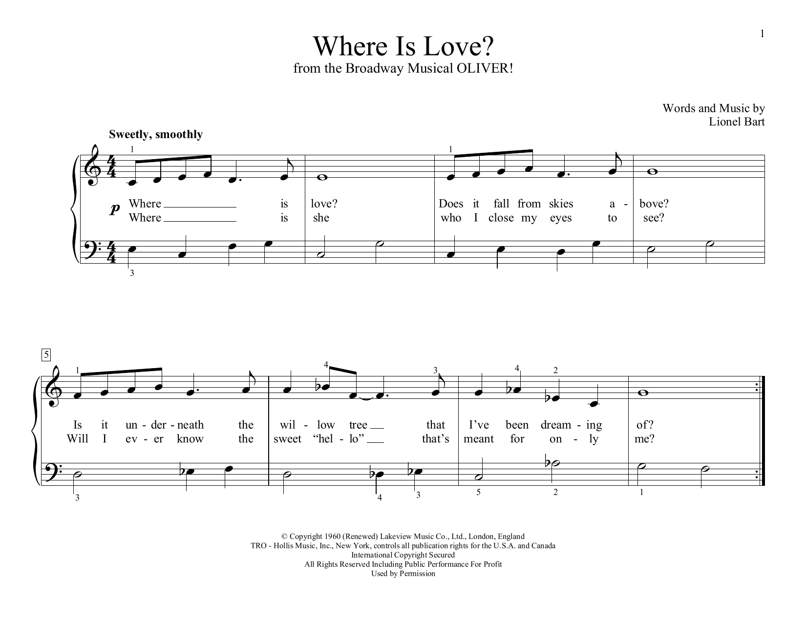 Download Lionel Bart Where Is Love? (from Oliver!) (arr. Chr Sheet Music