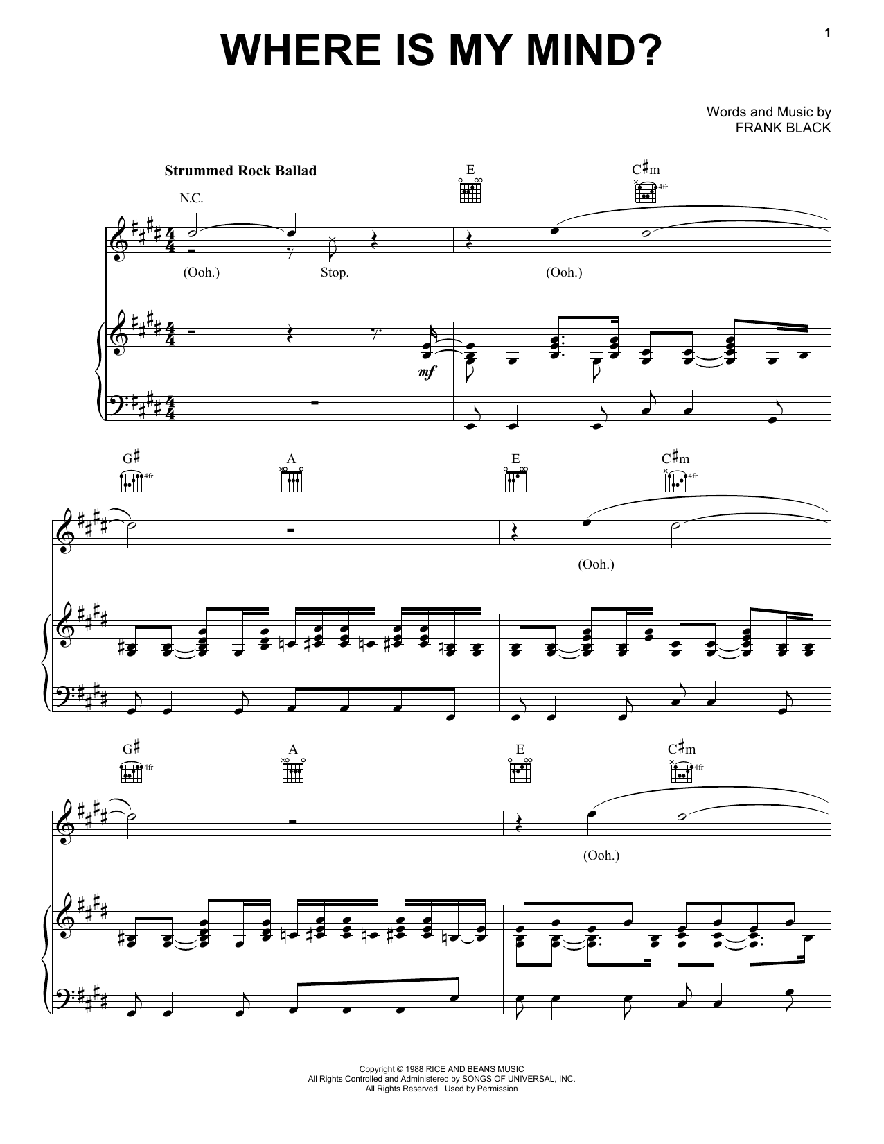 Download Pixies Where Is My Mind? Sheet Music