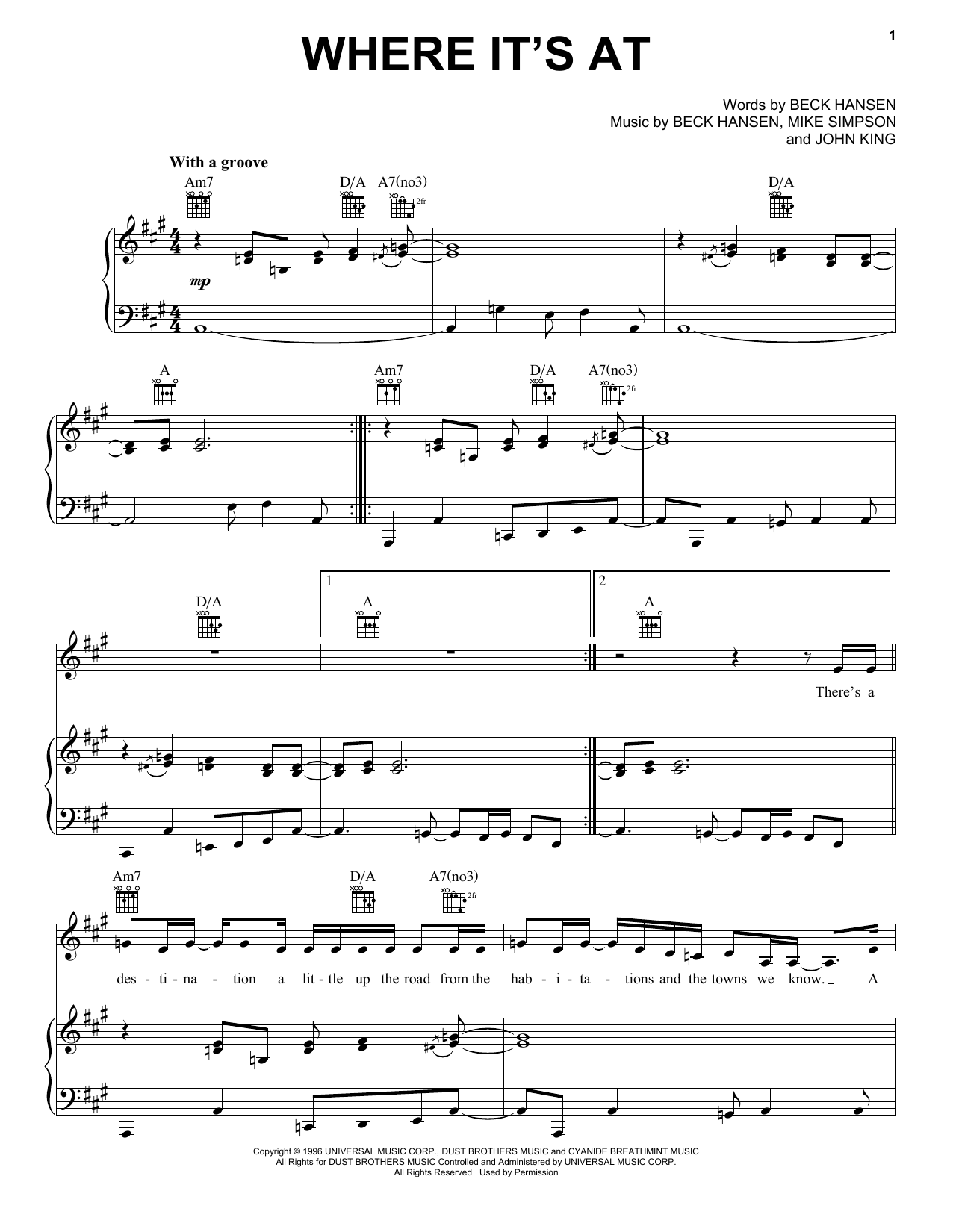 Download Beck Where It's At Sheet Music
