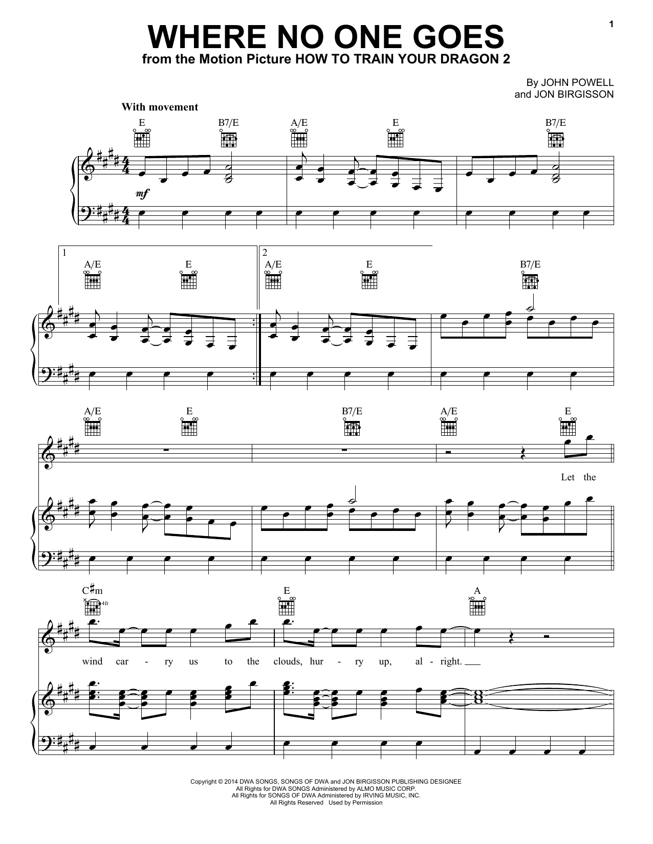 Download John Powell Where No One Goes (from How to Train Yo Sheet Music