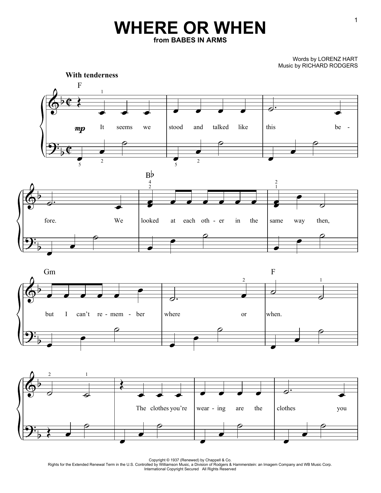 Download Rodgers & Hart Where Or When Sheet Music