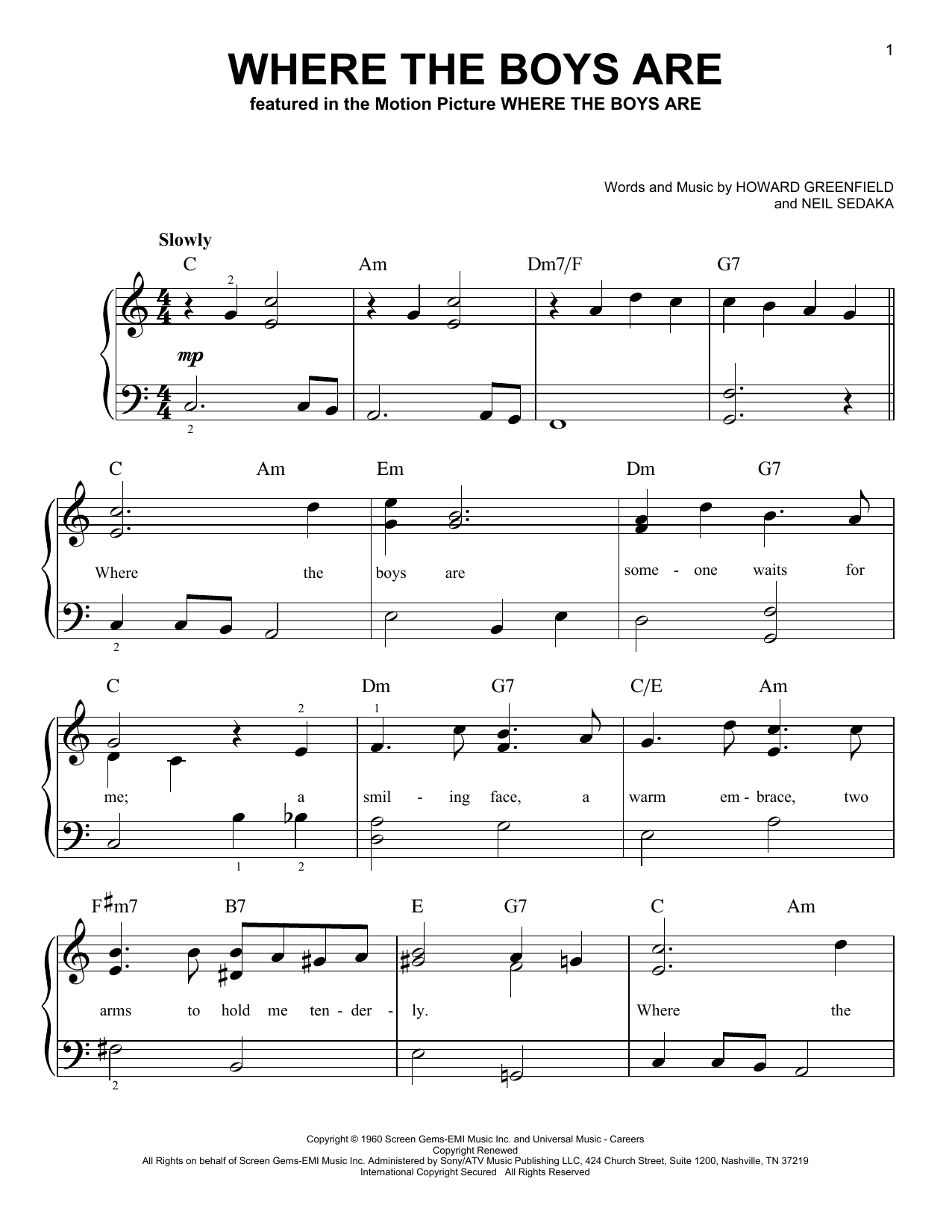 Download Connie Francis Where The Boys Are Sheet Music