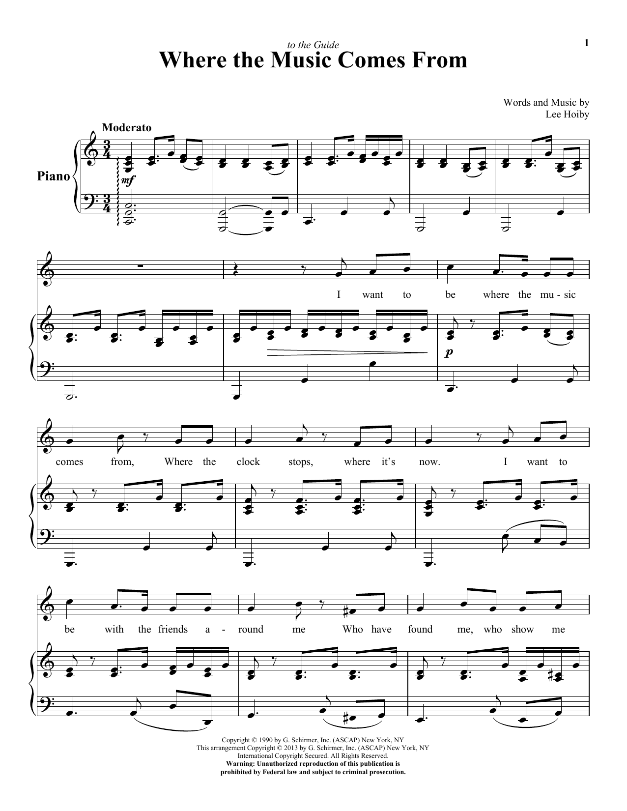 Download Lee Hoiby Where The Music Comes From Sheet Music