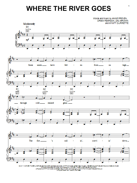 Download Zac Brown Where The River Goes Sheet Music