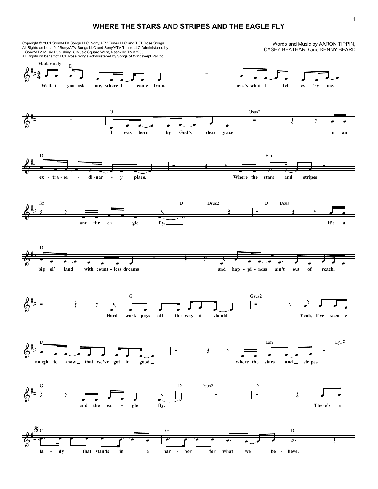 Download Aaron Tippin Where The Stars And Stripes And The Eag Sheet Music