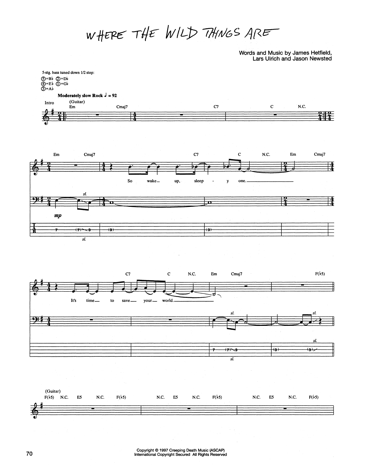 Download Metallica Where The Wild Things Are Sheet Music