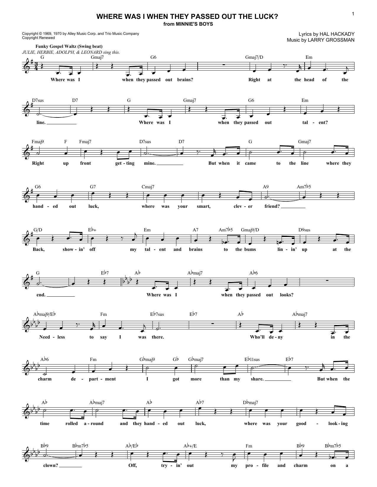 Download Larry Grossman Where Was I When They Passed Out The Lu Sheet Music