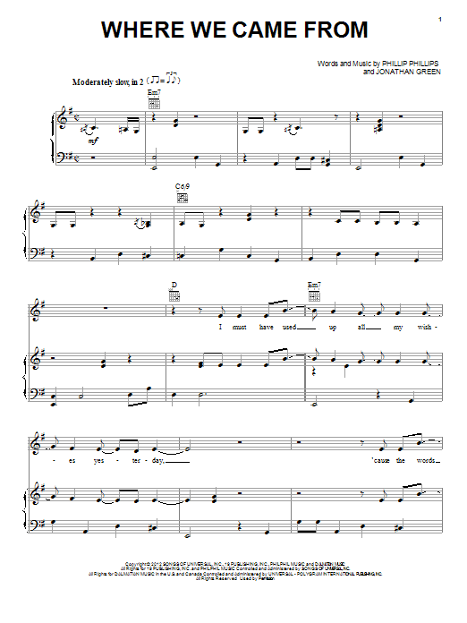 Download Phillip Phillips Where We Came From Sheet Music