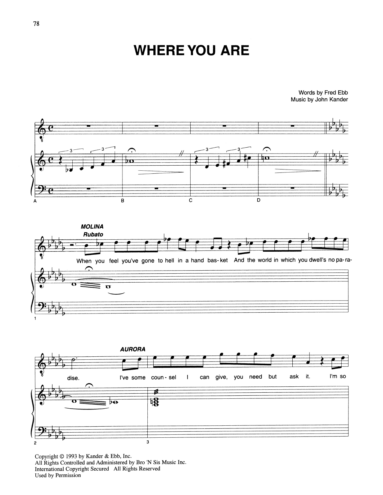 Download Kander & Ebb Where You Are (from Kiss Of The Spider Sheet Music
