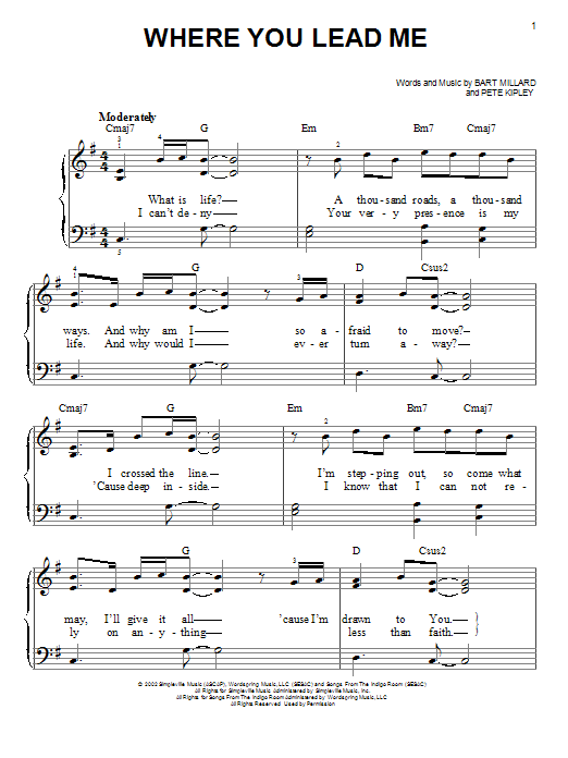 Download MercyMe Where You Lead Me Sheet Music