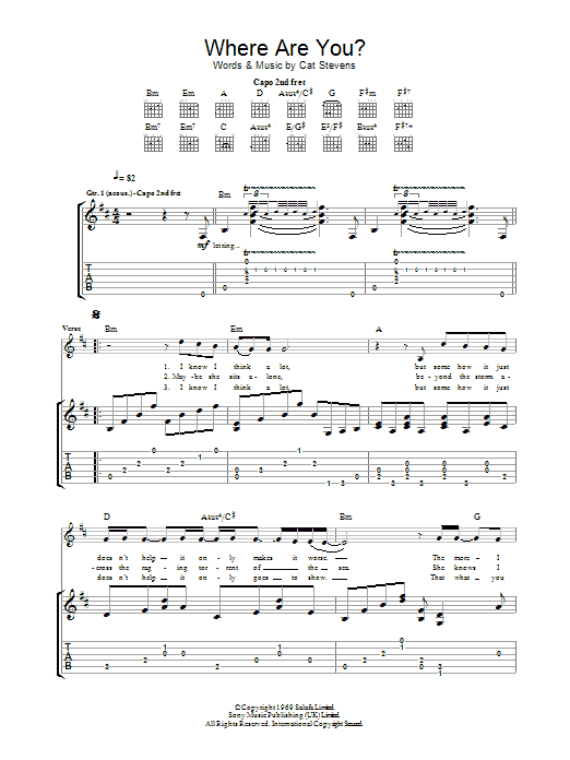 Download Cat Stevens Where Are You? Sheet Music