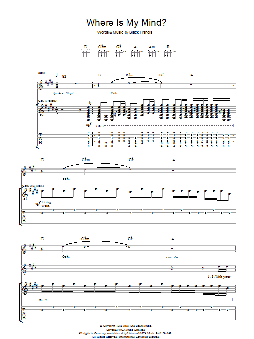Download The Pixies Where Is My Mind? Sheet Music