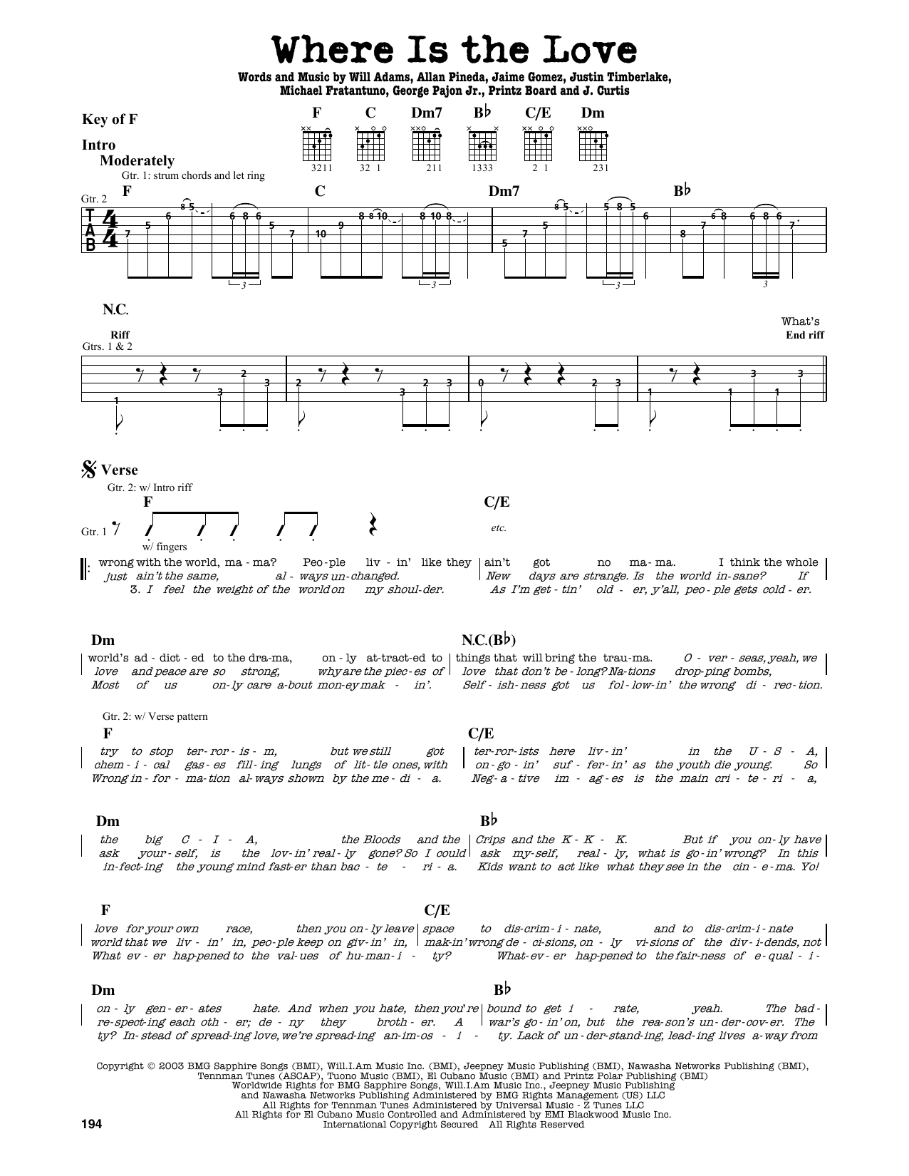 Download The Black Eyed Peas Where Is The Love? Sheet Music