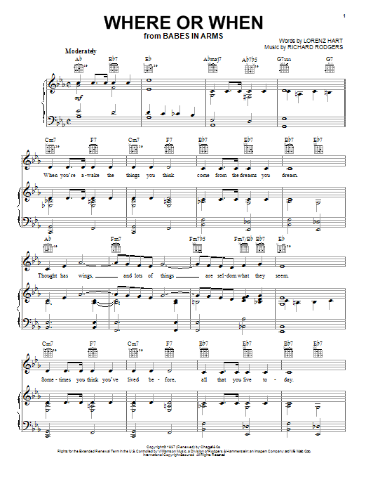 Frank Sinatra Where Or When sheet music notes printable PDF score