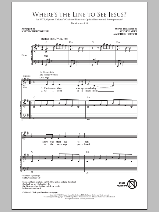 Download Keith Christopher Where's The Line To See Jesus? Sheet Music