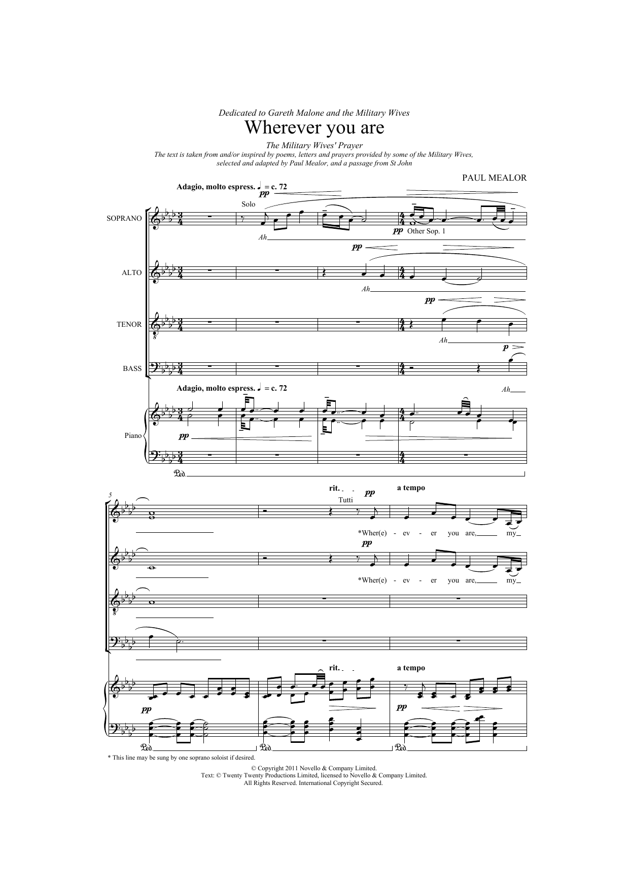 Download Paul Mealor Wherever You Are Sheet Music