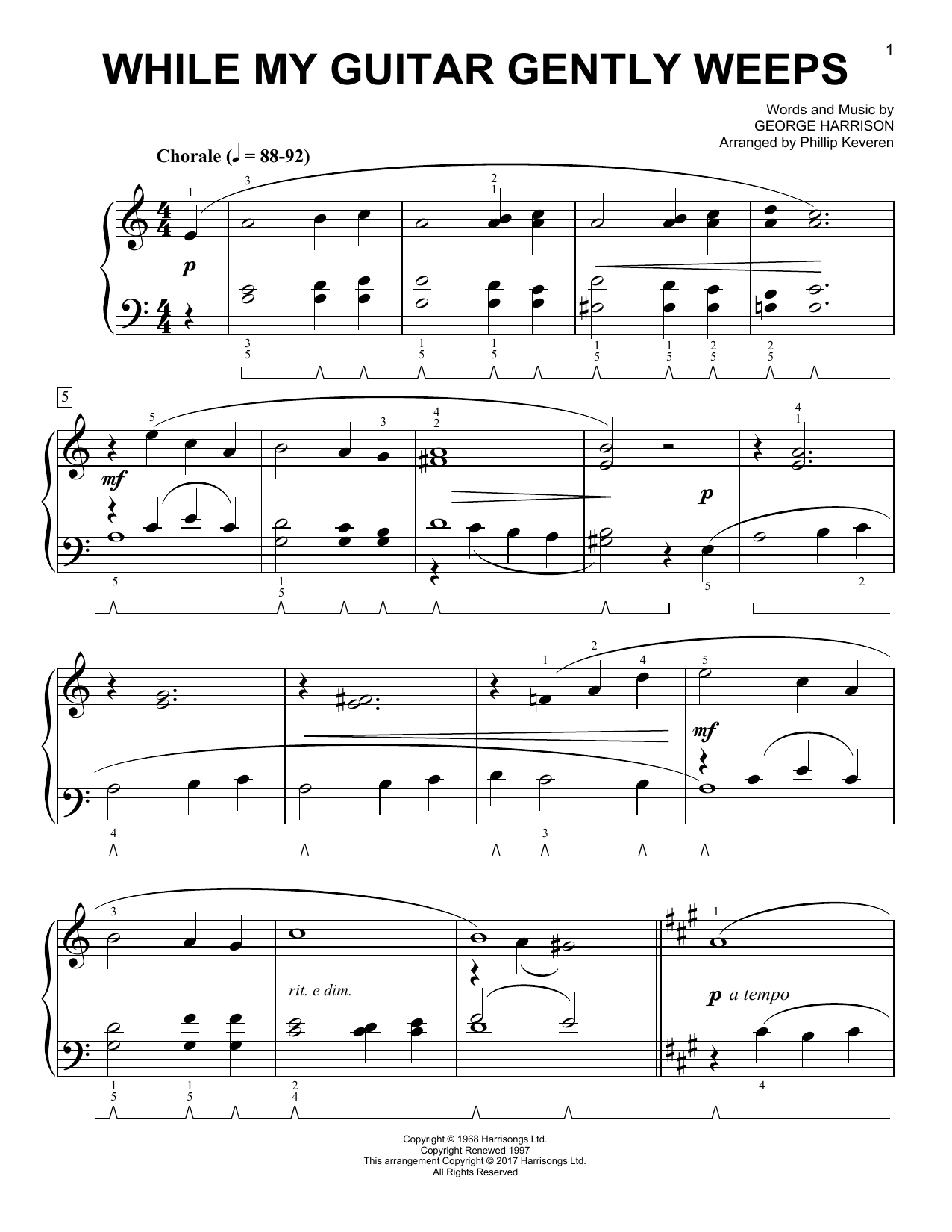 Download The Beatles While My Guitar Gently Weeps [Classical Sheet Music