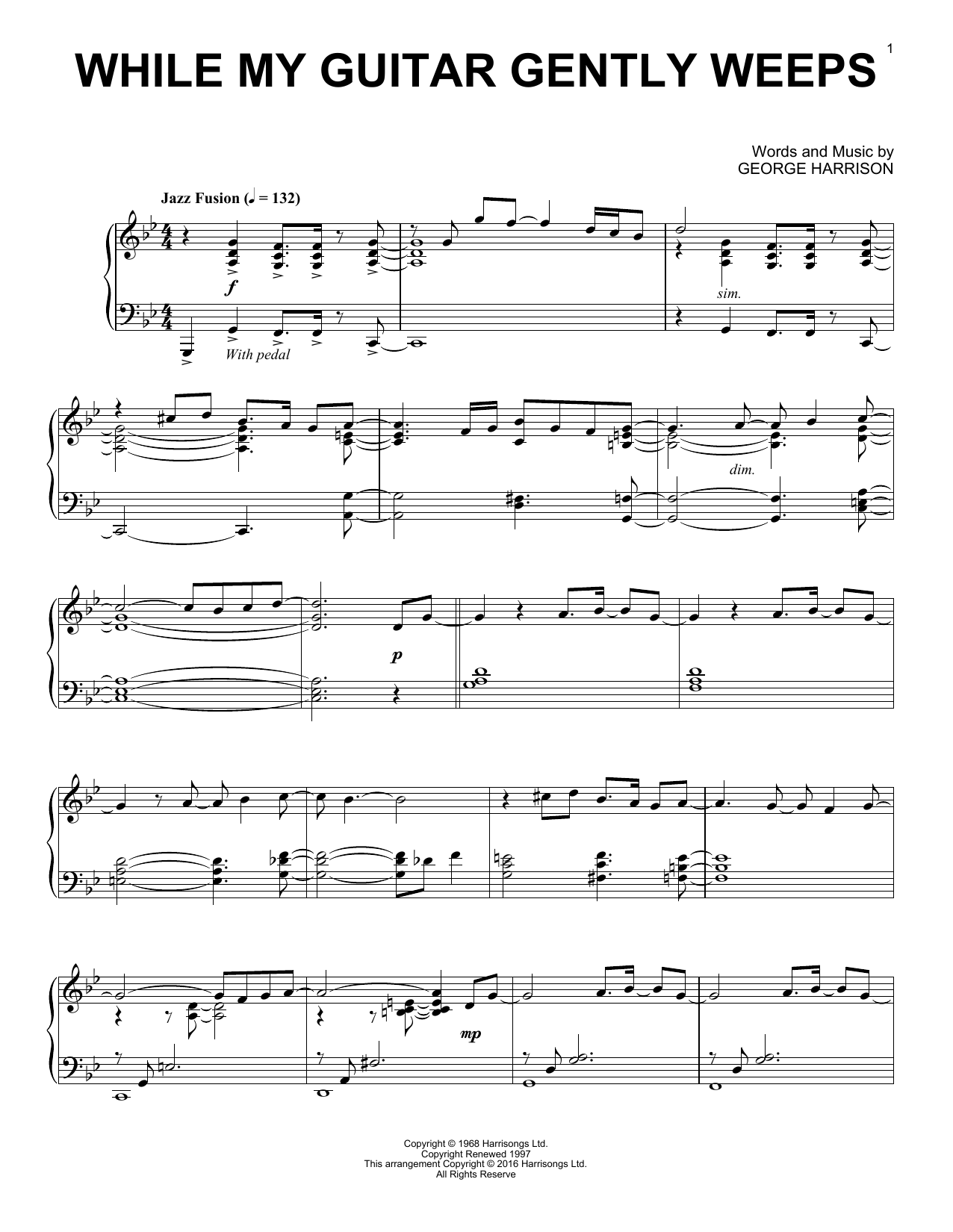Download The Beatles While My Guitar Gently Weeps [Jazz vers Sheet Music