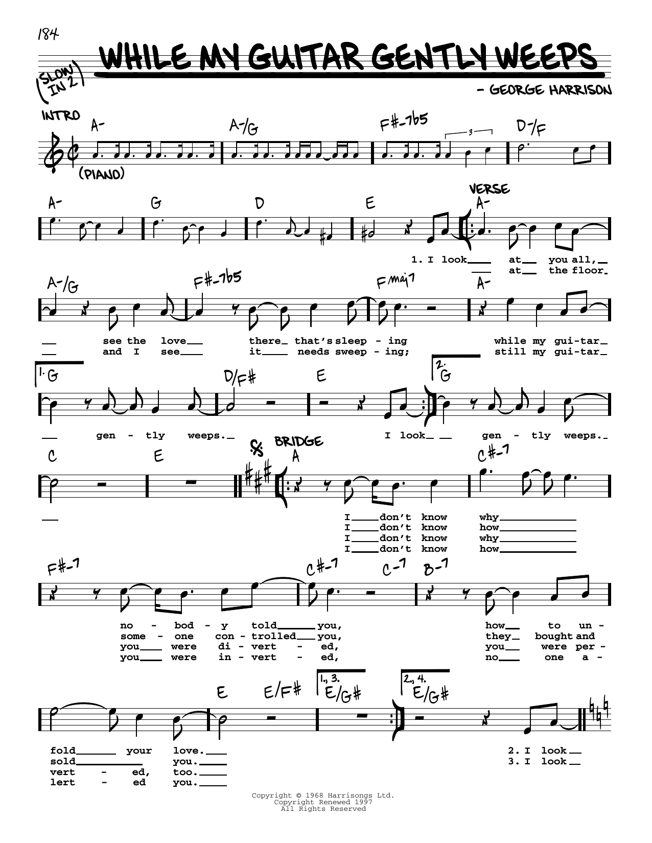 Download The Beatles While My Guitar Gently Weeps [Jazz vers Sheet Music