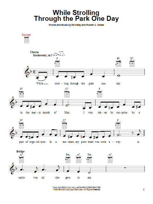 Download Ed Haley While Strolling Through The Park One Da Sheet Music