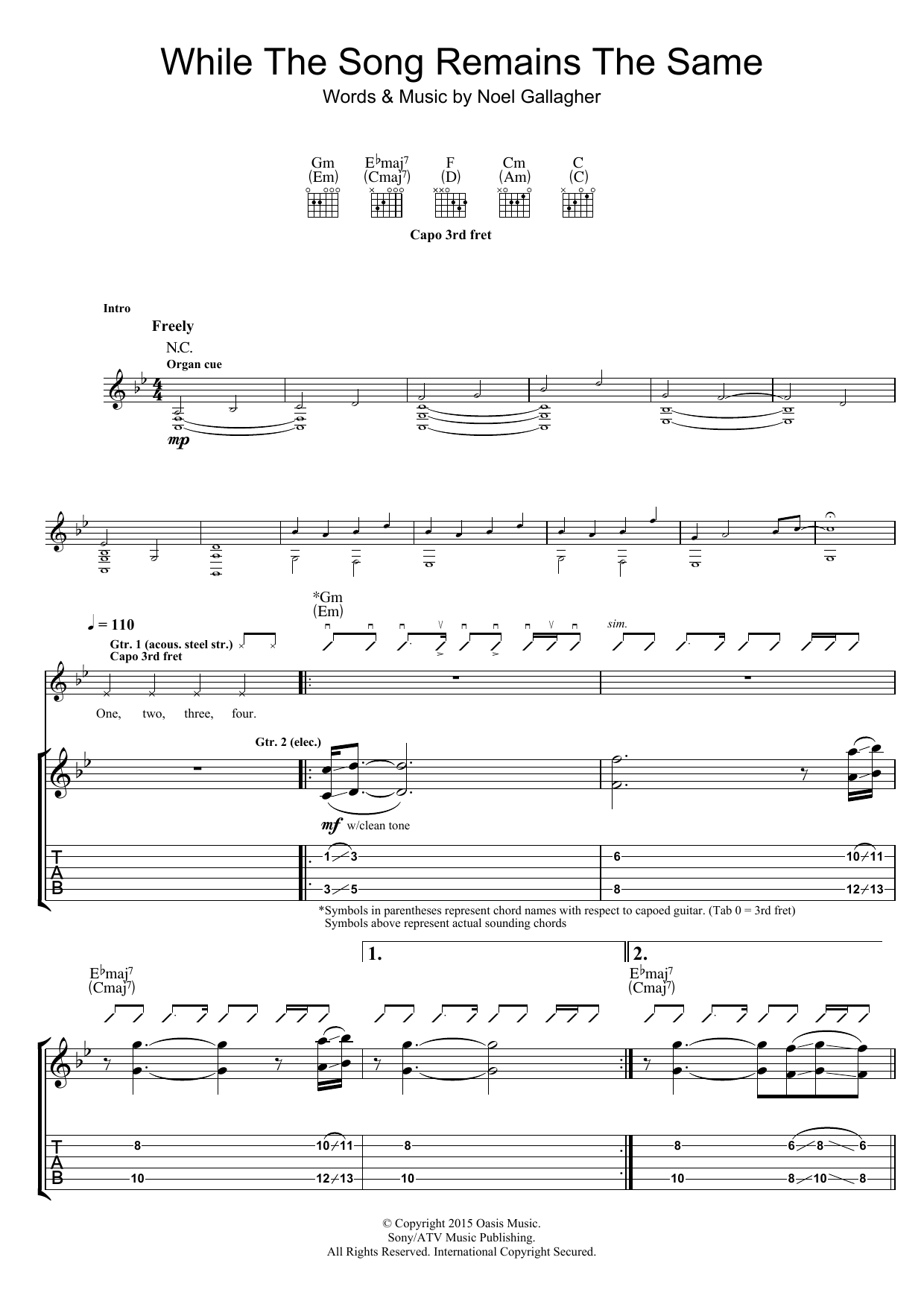 Download Noel Gallagher's High Flying Birds While The Song Remains The Same Sheet Music