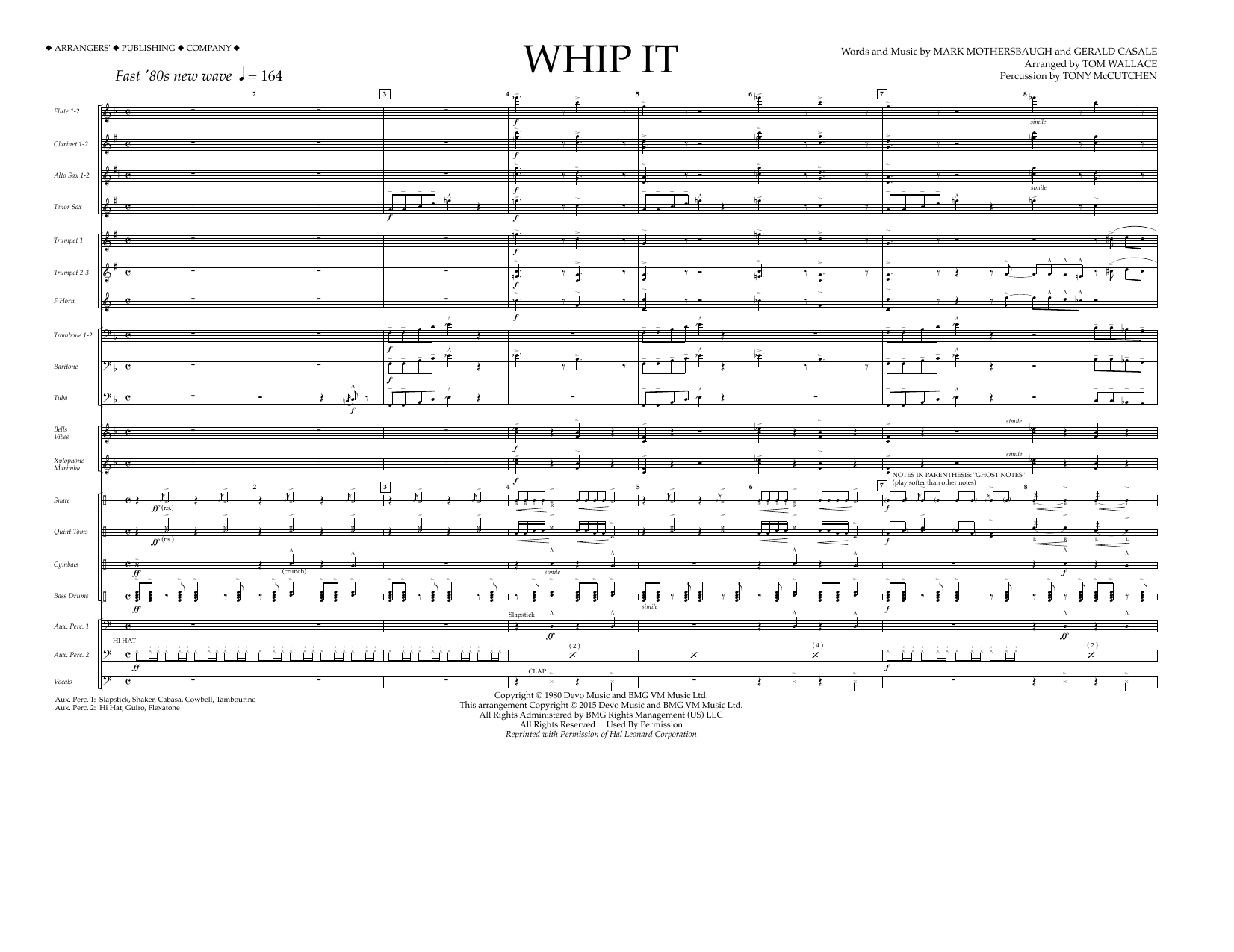 Download Tom Wallace Whip It - Full Score Sheet Music