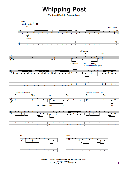 Download The Allman Brothers Band Whipping Post Sheet Music