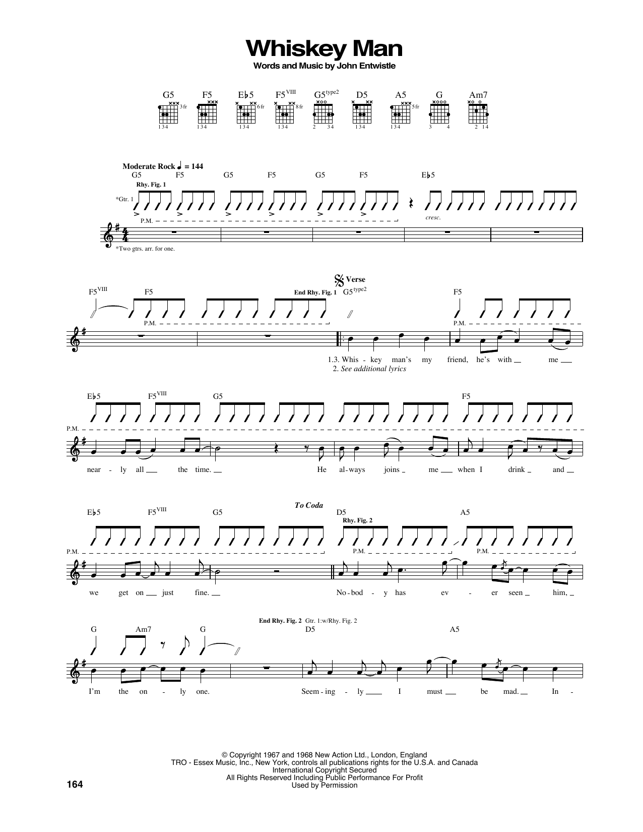 Download The Who Whiskey Man Sheet Music
