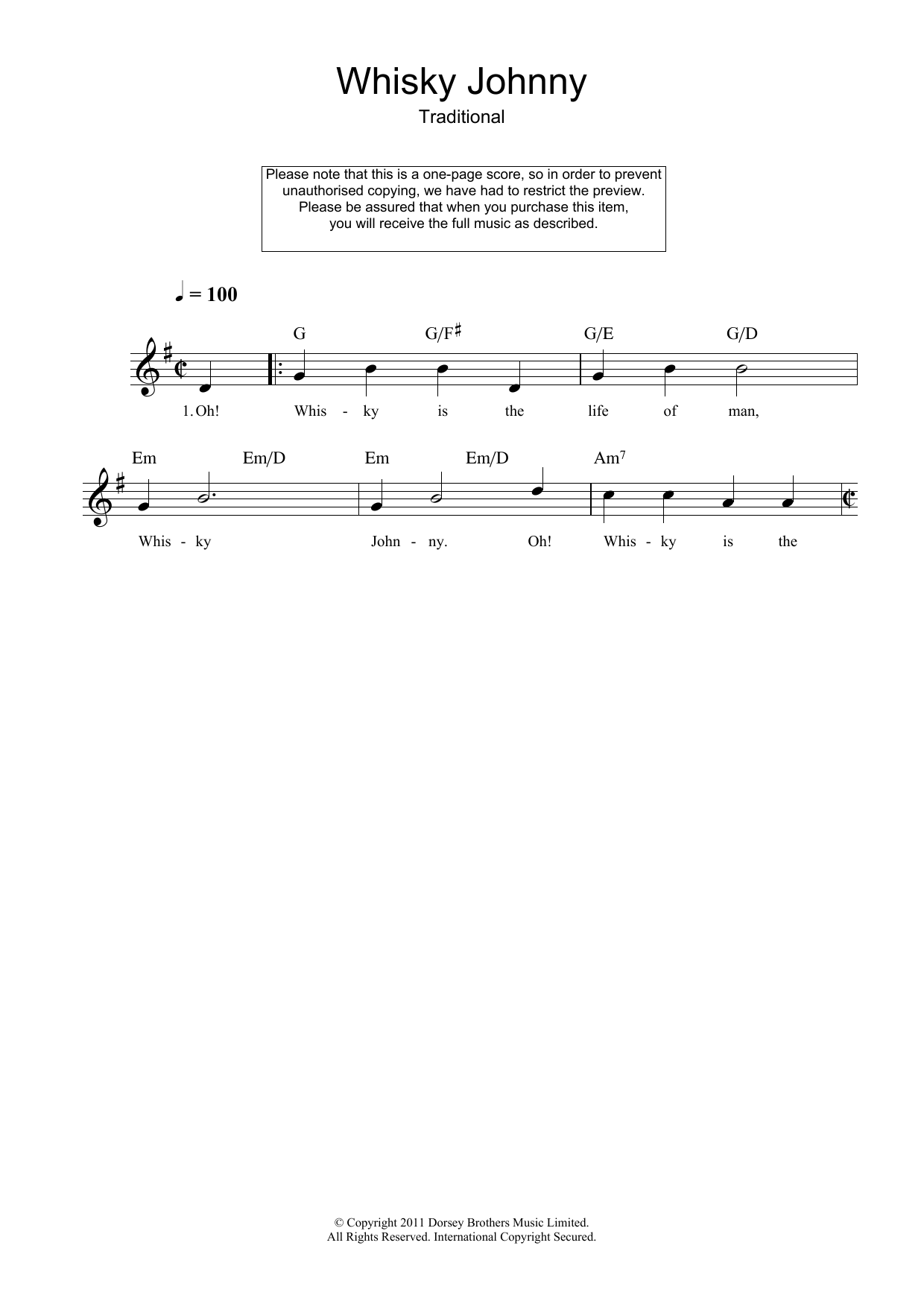 Download Traditional Whisky Johnny Sheet Music